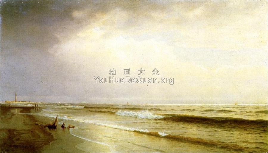 Seascape with Distant Lighthouse, Atlantic City, New Jersey - 威廉·特罗斯特·理查兹